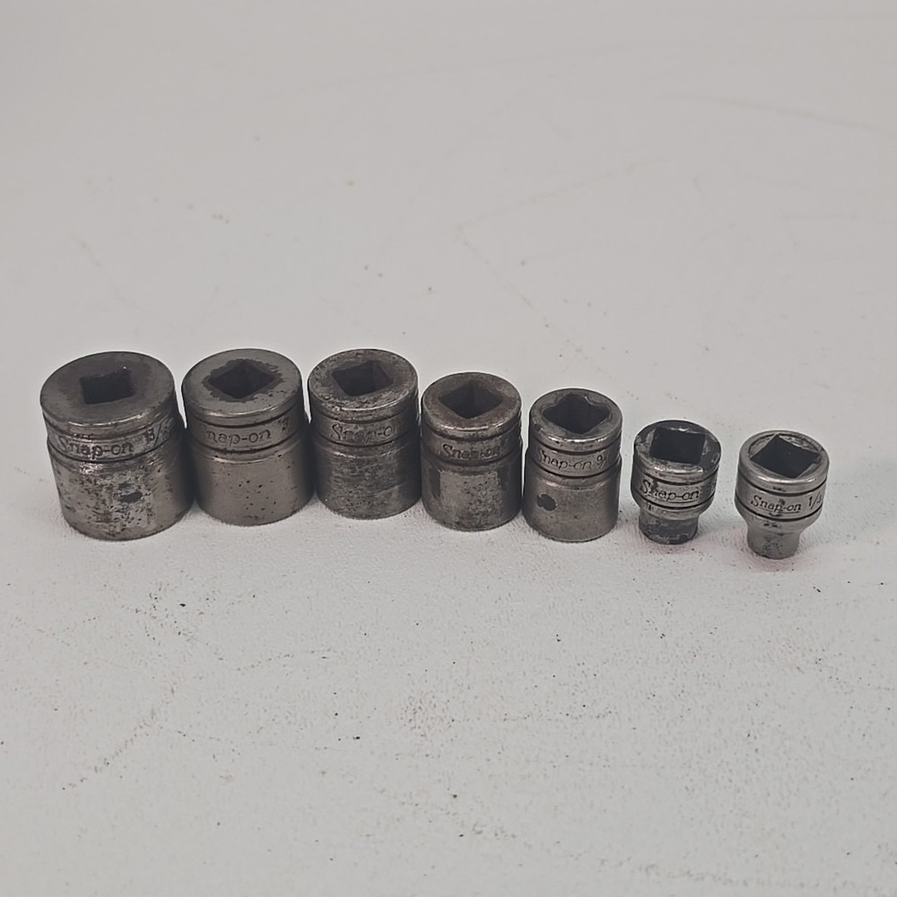 Lot Of 7 Snap On 3/8" Dr Sockets 6 Pt 13/16-1/4 FS251-FS081